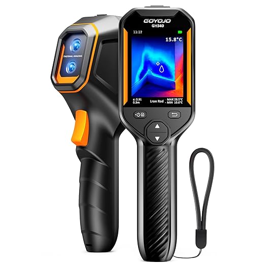 GH340 Thermal Imaging Camera 640x480 Super Resolution, Dual-Camera with 2MP Visual Camera, 256x192 IR Resolution Handheld Thermal Camera for Home Inspection, HVAC Electrical Water Leak Break Detection