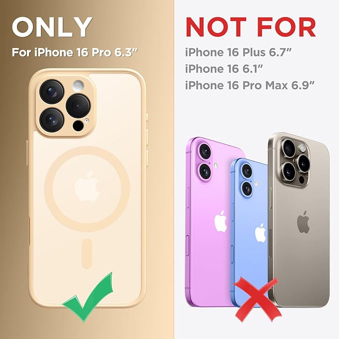 CAPRARO Magnetic Compatible with iPhone 16 Pro Case, Upgraded [Full Camera Protection] [Compatible with MagSafe] Protective Translucent Matte Women Girl Phone Case Cover, Tangerine