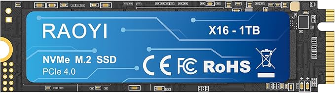 RAOYI 1TB NVMe Internal Solid State Drive M.2 2280 PCIe Gen4x4 SSD, Up to 5000MB/s, Configure SLC Cache, Storage and Memory Expansion for PS5 Laptop Desktop