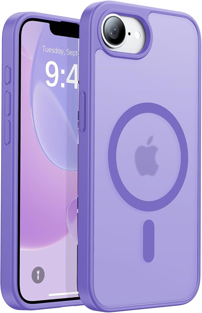 Eastinbox Magnetic Shockproof for iPhone 17e & iPhone 16e Case [Compatible with MagSafe] [Military-Grade Protection] Anti-Yellowing, Matte Protective Phone Case for iPhone 17 e/16 e 6.1",Light Purple