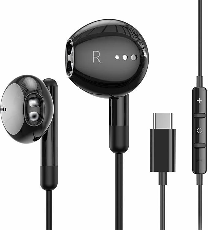 USB C Headphones for iPhone 17 16 15 Pro Max Plus iPad Pro USB C Earphones with Microphone Volume Control USBC Wired Earbuds USB Type C Earphone for Google Pixel 8 Samsung S25 S24 S23 S22 S21 S20 A55