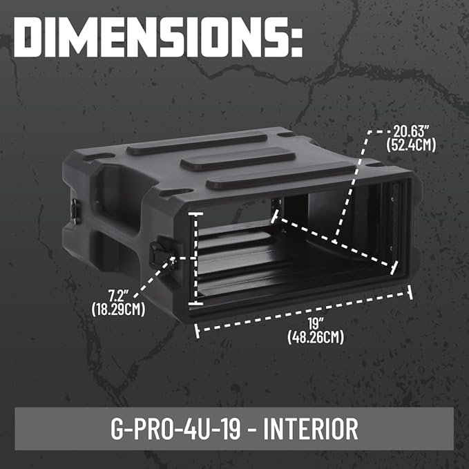 Gator Cases Pro Series Rotationally Molded 4U Rack Case with Standard 19" Depth; Made in USA (G-PRO-4U-19), Black