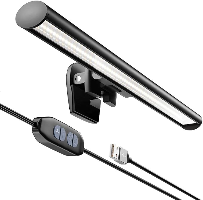 CATPOWER Portable Laptop Monitor Light Bar with USB Connection, e-Reading LED Task Lamp, 3 Color Temperature Settings, 10 Levels of Brightness Adjustment, No Glare on the Screen, Saves Space
