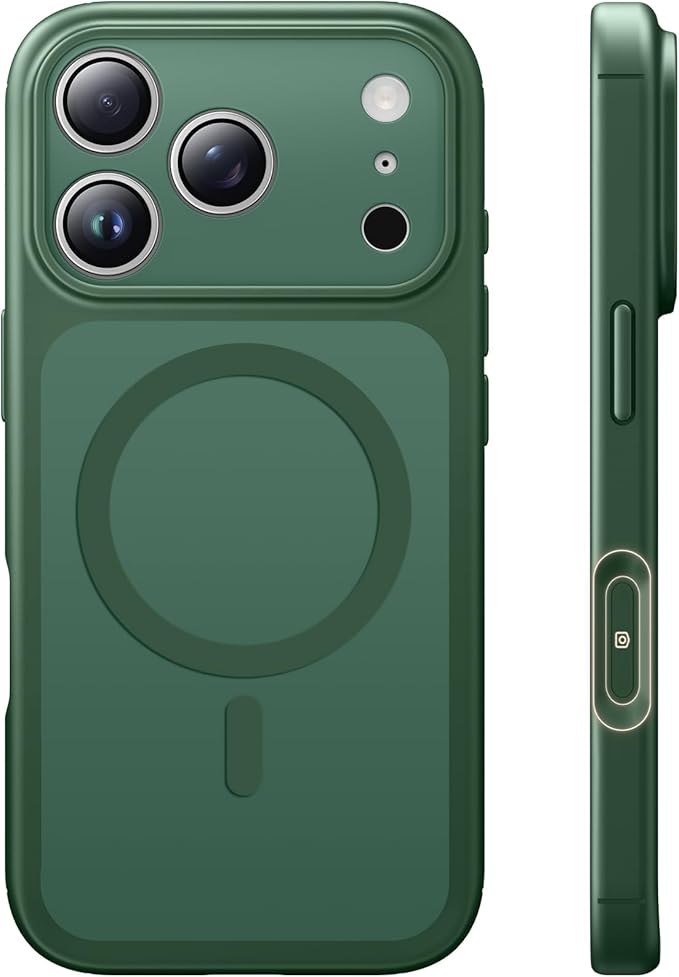 TAURI for iPhone 17 Pro Case, Compatible with MagSafe, (Full Camera Protection) Camera Control Cover Solid-Color Matte Magnetic Phone Case for 17 Pro 6.3", Green