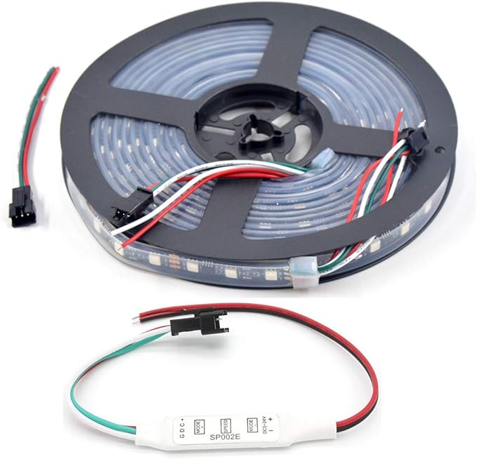 WS2811 LED Strip 16.4ft 5M 300LEDs WS2811 5050 RGB SMD Digital Dream Color Addressable Flexible LED Strip Light IP67 Waterproof DC12V with Mini Controller
