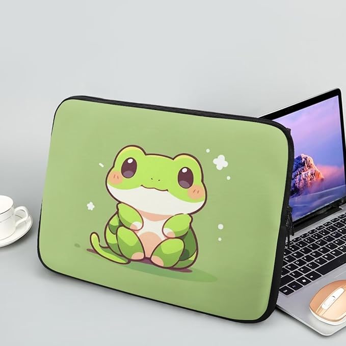 Cute Frog Laptop Sleeve for Women Teen Girls 10 inch Laptop Accessories with Versatile Uses Lap Top Case Portable Computer Sleeve Laptop Pouch Ideal Gifts for Holidays Green