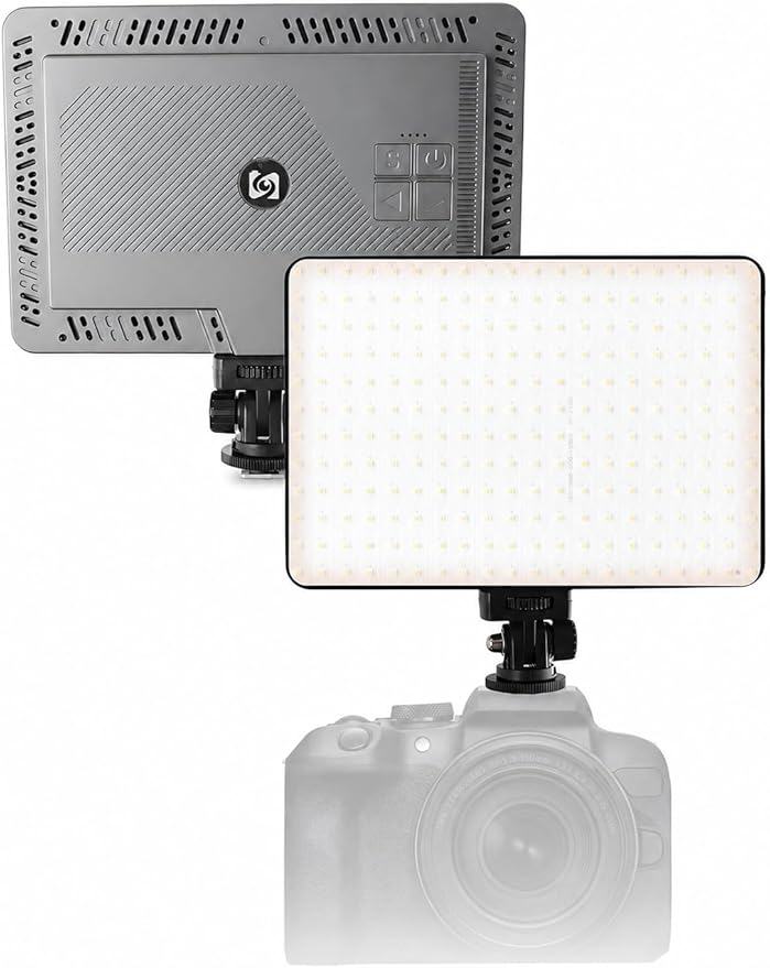 LED Video Light Panel, Dimmable DSLR Camera Light for Pictures Photo Video Recording with 4000mAh Rechargeable Battery, Cold Shoe, 240pcs Lamp Beads, CRI>95 2700K-6500K for Photography Live Streaming