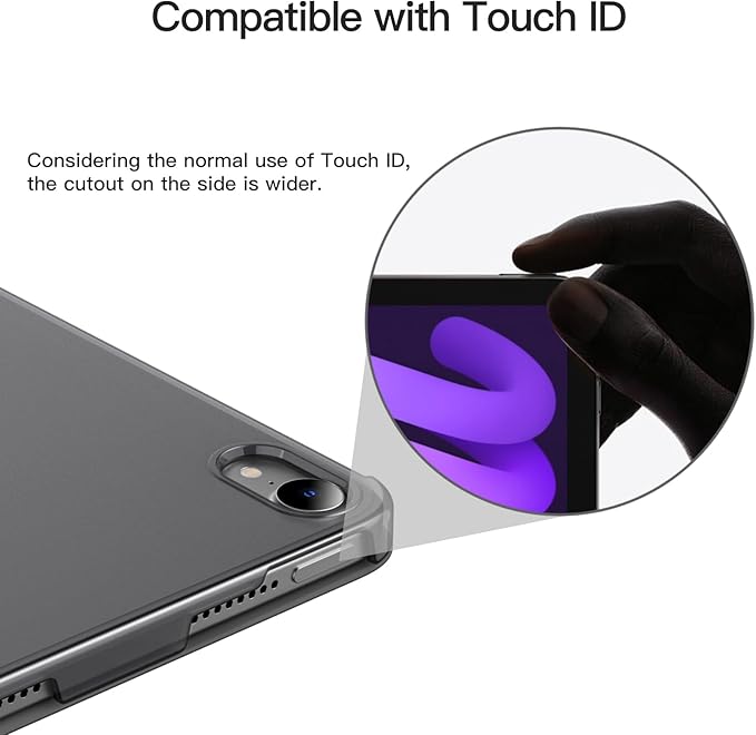 JETech Case for iPad mini (A17 Pro, 2024 Model, 7th Generation) / mini 6 (2021 Model, 6th Generation), Slim Stand Hard Back Shell Smart Cover with Auto Wake/Sleep (Space Gray)