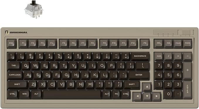 FL·ESPORTS OG98 Retro Tri-Mode Mechanical Keyboard, 96% Gasket Mount Hot Swappable Gaming Keyboard, SA Profile PBT Keycaps, 4000mAh for Mac/PC - Silent Switches | Brown