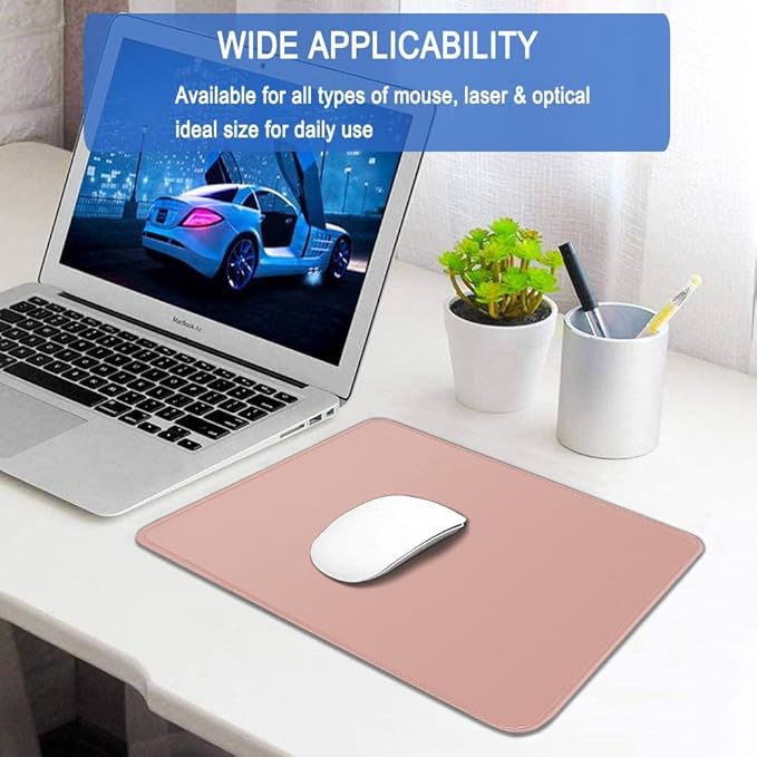 Mousepad, Large Gaming Mouse Pad with Double Stitched Edges, 14.9 x 11.7 inches Premium-Textured & Waterproof Mouse pad, Nonslip Natural Rubber Base Mousepad for Laptop,Computer, Office, Pink
