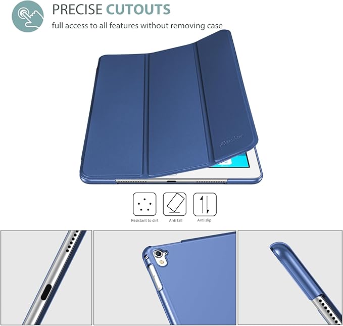 ProCase Smart Case for iPad Pro 9.7 Inch 2016, Ultra Slim Lightweight Stand Smart Case Shell with Translucent Frosted Back Cover for iPad Pro 9.7 Inch (A1673 A1674 A1675) -Darkblue