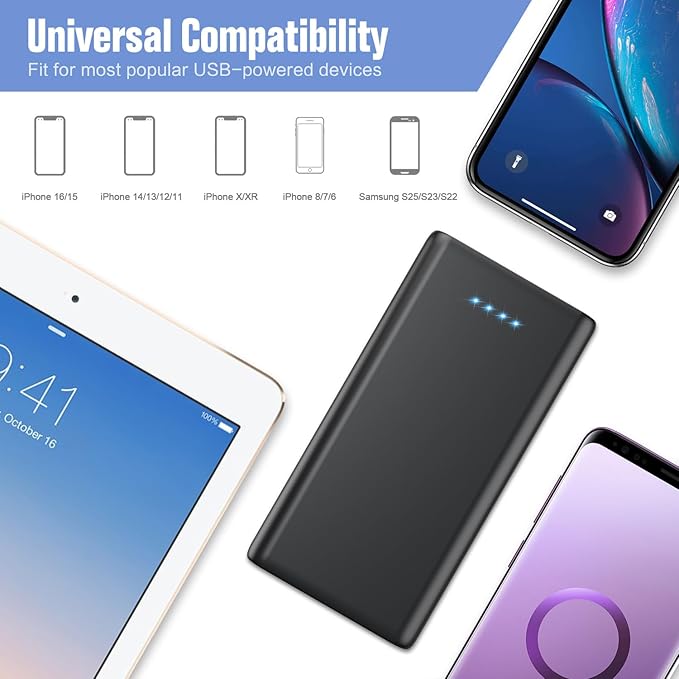 Portable Charger Power Bank 25,800mAh,5V/3A USB C in&Out Fast Phone Charging with Intelligent Smart IC,3 USB Port External Cell Phone Battery Pack Compatible with iPhone 17 16 15,Samsung,Android-Pink