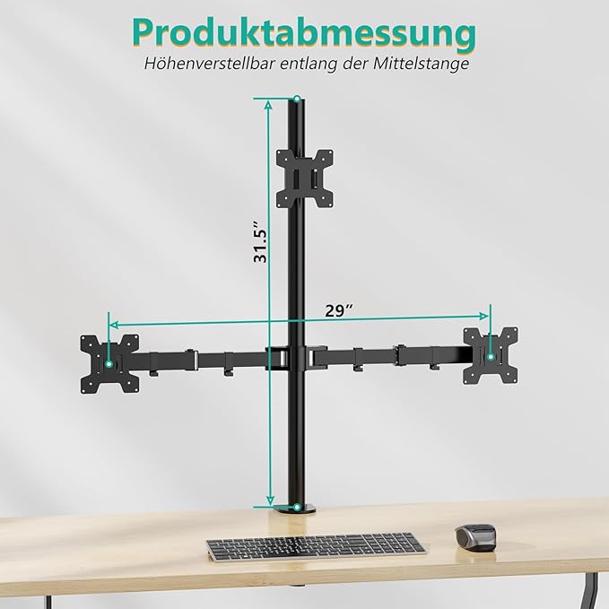 WALI Tall Triple Monitor Mount for 13-27 inch Computer Screens, 3 Monitor Desk Mount, Holds up to 22 lbs, Adjustable Triple Monitors Stand with Swivel Tilt Rotation, 75x75/100x100mm (M003), Black