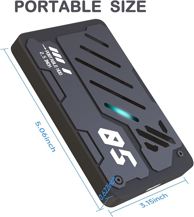 Ultra Slim Portable External Hard Drive USB 3.1 Type C HDD Storage for PC, Laptop, Mac, Xbox one, PS4, PS5 (250GB)