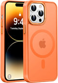 Newfuture Designed for iPhone 14 Pro Max Case with Magnetic [13 FT Military Drop Protection] [Compatible with Magsafe] Slim Translucent Matte Shockproof with Anti-Fingerprint Phone Case, Orange