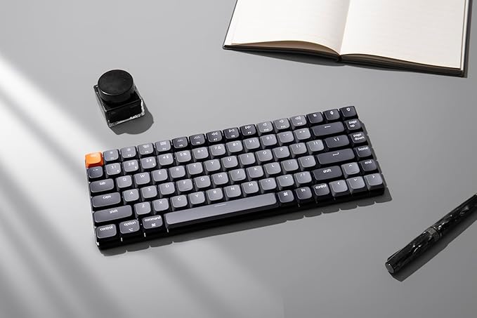 Keychron K3 QMK Ultra-Slim Wireless Mechanical Gaming Keyboard, 75% Layout with Banana Switch, White LED Backlight Rechargeable Wired Bluetooth Professional Office Keyboard for Mac/Windows, Version 3