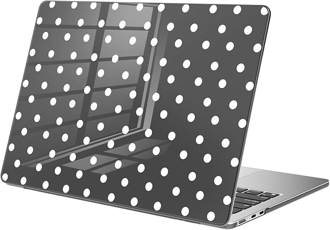 Compatible with MacBook Air 13 inch Case M1 A2337 A2179 A1932 2022 2021 2020 2019 Release, Cute White Polka Dot Protective Hard Shell Clear Black Cover for MacBook Air 13.3 inch