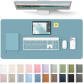 YSAGi Leather Desk Pad Protector, Office Desk Mat, Large Mouse Pad, Non-Slip PU Leather Desk Blotter, Laptop Desk Pad, Waterproof Desk Writing Pad for Office and Home (Aquamarine, 31.5" x 15.8")