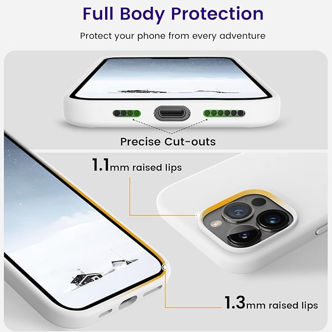 OTOFLY Designed for iPhone 14 Pro Max Case, Silicone Shockproof Slim Thin Phone Case for iPhone 14 Pro Max 6.7 inch (White)