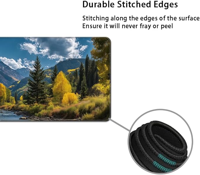 MIBITRI Keyboard Mouse Pad Set, Extended Gaming Mouse Pad+Ergonomics Keyboard Wrist Rest Support, Memory Foam, Easy Typing Pain Relief, 4Pcs XXL Ultra Thick Desk Mat, Nature Forest