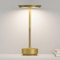 Cordless LED Table Lamp,Portable Rechargeable USB-C Battery Operated Table Lights IP54 Waterproof 3 Levels Brightness Light with Memory Function,for Terrace, Western Restaurant, Cafe(Gold)