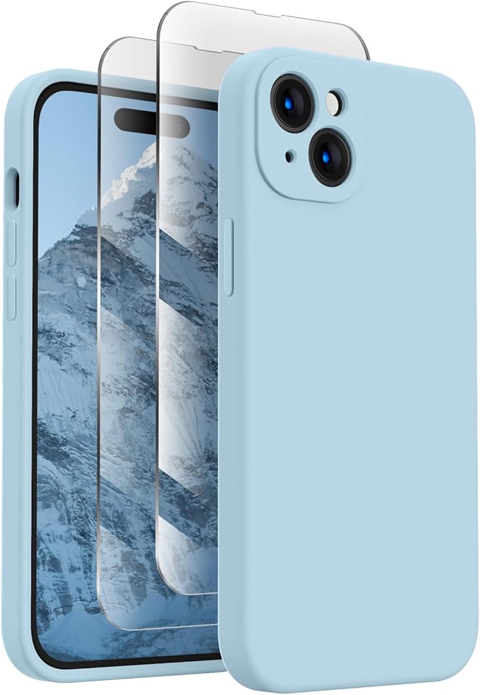 FireNova Designed for iPhone 15 Case, Silicone Upgraded [Camera Protection] Phone Case, Soft Anti-Scratch Microfiber Lining Inside, 6.1 inch, Sky Blue