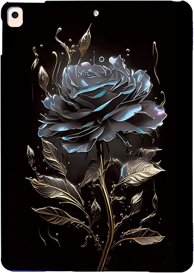 Dteck for iPad Air 3rd Generation Case 2019, iPad Pro 2017 Release Case 10.5-Inch, Soft Silicone Basic Tablet Case, Slim Fit Ultra Thin Lightweight Back Cover Case, Cute Cartoon TPU Case, Black Flower
