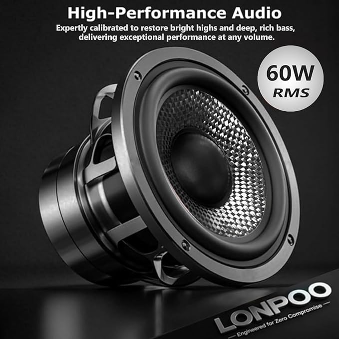 LONPOO Bluetooth Bookshelf Speakers, 60W Powered Speakers with Bluetooth/AUX-in/Optical/RCA (Black)