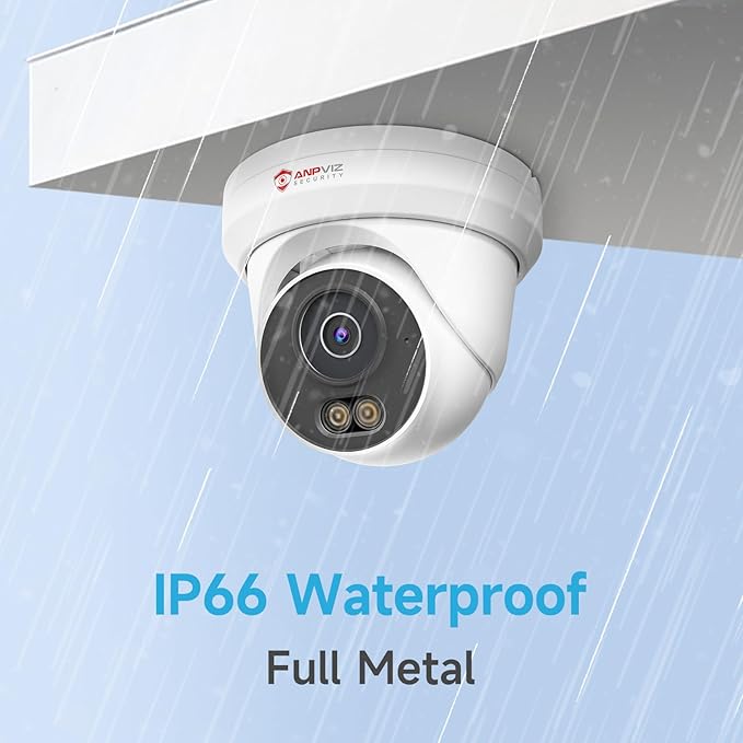 Anpviz 6MP PoE IP Camera, 3K Full Metal Turret Security IP Camera Outdoor Indoor, Smart Dual Light Color Night Vision, AI Human Vehicle Detection, Built-in Mic, NDAA, IPC-D3B63W-S (U Series)