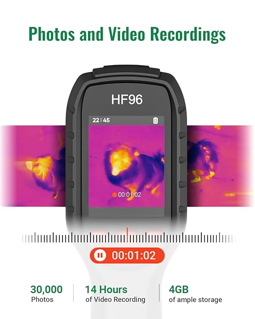 HF96 Thermal Camera with AI Scene Detection, Laser Pointer, 240x240 Super Resolution, -4°F~1022°F, Thermal Imaging Camera for HVAC Electrical Building Inspection,25Hz Infrared Camera,11h Runtime
