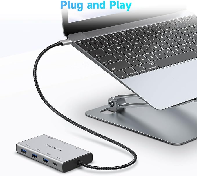 RSHTECH 7-in-1 USB C Hub Multiport Adapter with 2x4K@60Hz HDMI, USB-3.0 Data Ports(3A+1C), 100W PD, Aluminum USB-C Docking Station Dual Monitor for Laptops and MacBook