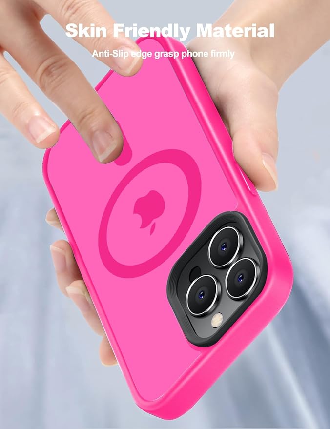 Tigowos for iPhone 15 Pro Magnetic Case Fits MagSafe Drop Resistant Shockproof Back Cover Fits iPhone 15 Pro Phone Cases 6.1", Hot Pink
