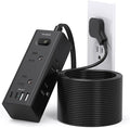 20Ft Extension Cord with Multiple Outlets, Flat Plug Power Strip Surge Protector with 20 Ft Long Cord, 6 Outlet 4 USB Ports (2 USB C), Multi Outlet Wall Plug for College, Dorm Room Essentials(Black)