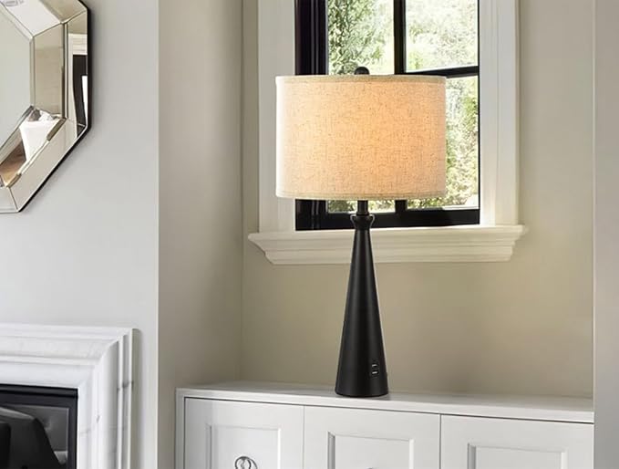 EOEYYOYB Lamp for Bedroom Set of 2 Lamps for Night Stand Black Bedside Lamps Modern Living Room End Table Lamps