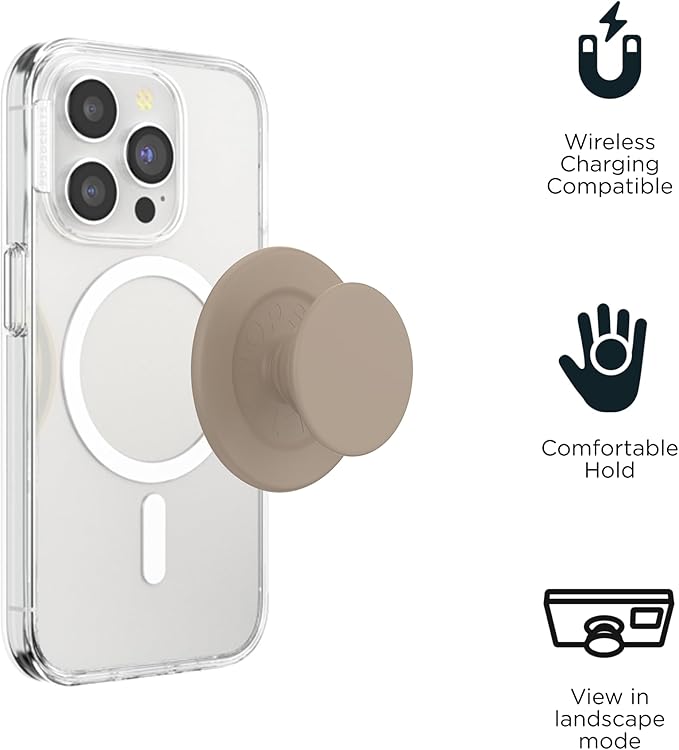 PopSockets Phone Grip for MagSafe, Magnetic Holder, Phone Stand, Brown - Soft Touch Latte