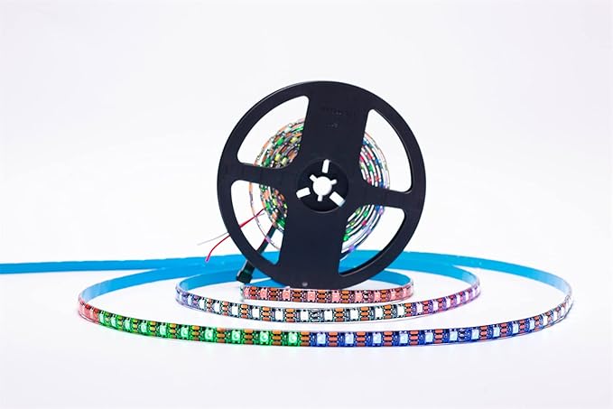 WS2812B LED Strip Individual Addressable Light 60Pixels/m SMD 5050 RGB Pixel Strip DC5V (16.4FT 300LEDS Waterproof IP65, White PCB)