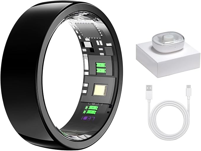 Smart Ring - Sleep Tracking Wearable - Heart Rate - Oxygen Monitoring - Fitness Tracker - Hand Gesture Brush Tiktok - Remote Camera - Up to 9 Days of Battery Life