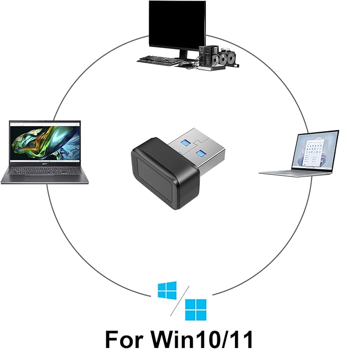 Fingerprint Reader,USB Fingerprint Key Reader Advanced Security Access Window Hello Fingerprint Reader for Windows10/11 Laptops Computer