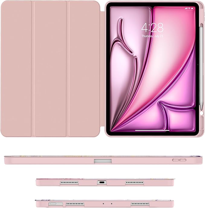 Soke Case for iPad Air 13 Inch (M4/M3/M2,2026-2024), iPad Pro 12.9" 6th/5th Generation with Pencil Holder(2021 2022 Release)-[Apple Pencil Charging + Auto Wake/Sleep] Soft Back Cover, Dreamy Marble