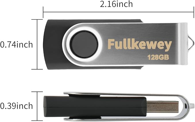 16G/32G/64G/128G Flash Drive, Fullkewey Thumb Drive 2.0, High Speed Memory Stick, USB Drive, Rotated Design, Black/Blue/White (White, 32, GB)