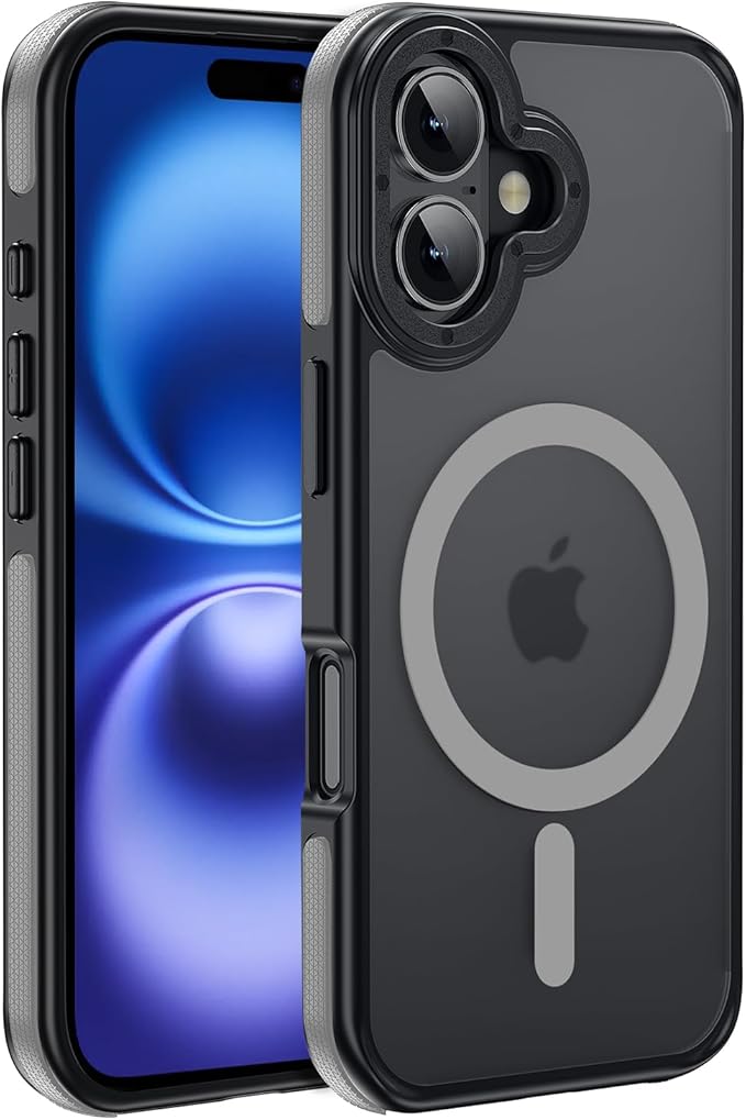 Strong Magnetic Case for iPhone 16 [10Ft Military-Grade Protection] Compatible with fit MagSafe Shockproof Slim Thin Cover 6.1 inch 16 Phone case, Grey Bumper