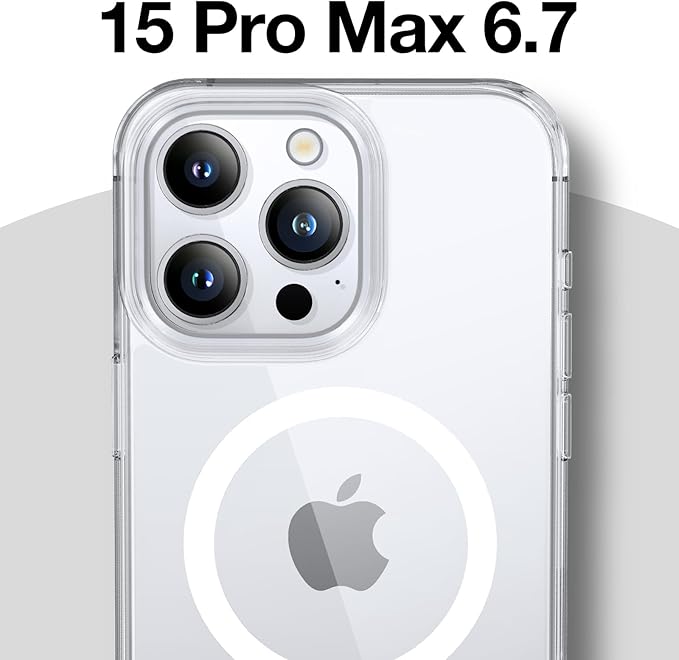 TORRAS Magnetic Slim-Fit for iPhone 15 Pro Max Case Clear 6.7", [True Never Yellow]Ultra-Thin 15 ProMax Phone Case Compatible with MagSafe, Light Anti-Scratch Matte Hard Cover OriginFit, Diamond Clear