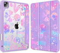 Tuiklol for iPad Pro 12.9 Inch 6th/5th/4th/3rd Generation 2022 2021 2020 2018 Case,Built-in Pencil Holder Clear Transparent Protective Back Shell Cover with Auto Sleep/Wake, Fun Emotions Purple