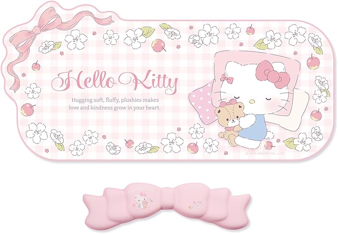 Kuitmor Kawaii Anime Mouse Pad Wrist Rest Support Set - Non-Slip Desk Mat and Memory Foam Bowknot Wrist Rest for Keyboard and Mouse,Perfect for Gaming or Home Office Work - FlowerCat