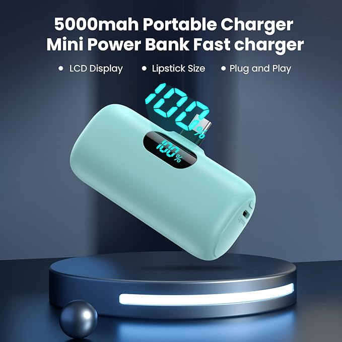[2-Pack] Mini Portable Charger 5000mAh Power Bank,3A PD USB C Cell Phone Portable Power, LCD Display Battery Pack Compatible with iPhone 17/17 Air/16/16 pro/15/15 pro Max/Android/Samsung/Moto/LG etc