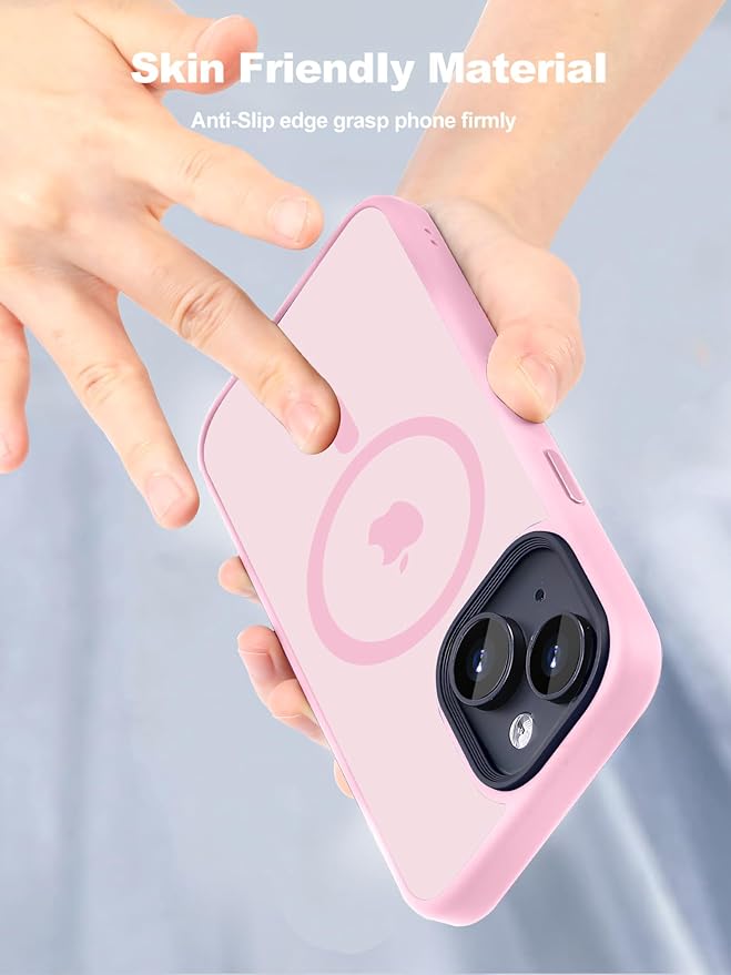 Tigowos for iPhone 15 Plus&iPhone 14 Plus Phone Case Fits MagSafe 10FT Drop Resistant Matte Skin Feeling Back Cover for iPhone 15 Plus&iPhone 14 Plus Case，Light Pink