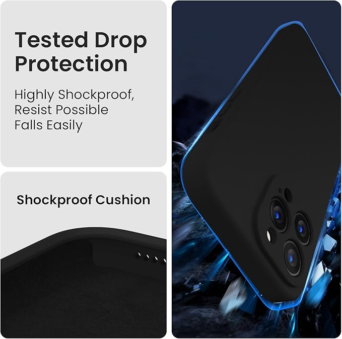 FireNova Designed for iPhone 13 Pro Max Case, Silicone [Camera Protection] Phone Case, Soft Anti-Scratch Microfiber Lining Inside, 6.7 inch, Black