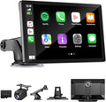 9" Wireless Apple Carplay Screen for Car with 4K Dash Cam, Portable Apple Carplay & Android Auto with 1080p Backup Camera DVR, Voice Control/GPS Navigation/Mirror Link/BT