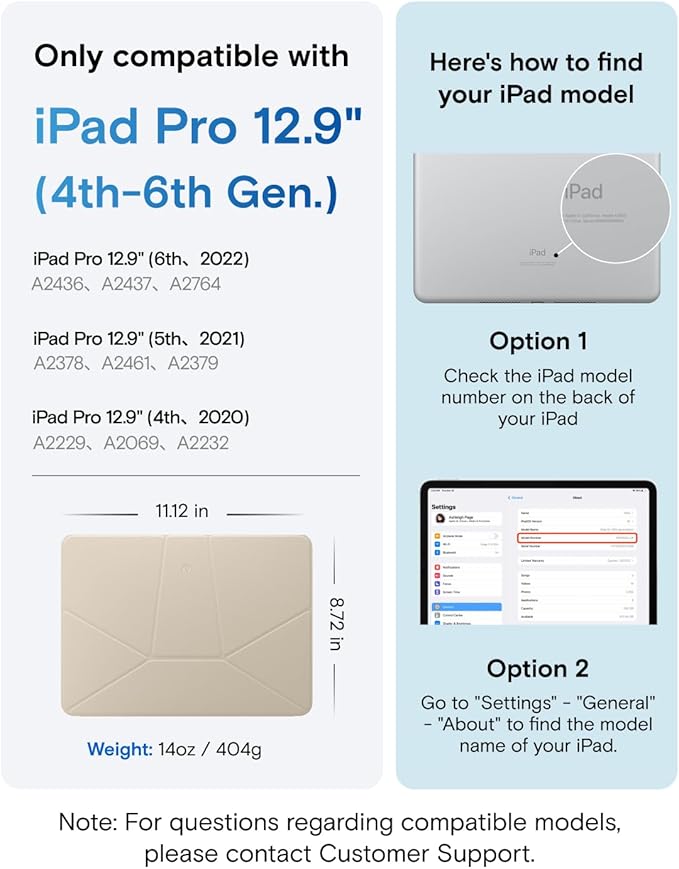 MOFT Dynamic Folio Tablet Stand for Desk Compatible with iPad Pro 12.9" (6th 2022 | 5th 2021 | 4th 2020), Slim Magnetic Tablet Holder Case with 20+ Viewing Angles, Beach White x Terracotta