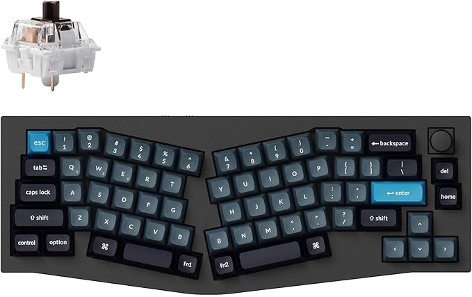 Keychron Q8 Pro QMK/VIA Programmable Wireless Custom Mechanical Keyboard, 65% Alice Layout Bluetooth/Wired, Hot Swappable, Ergonomic, Aluminum, RGB Backlit for Mac Windows Linux-Black